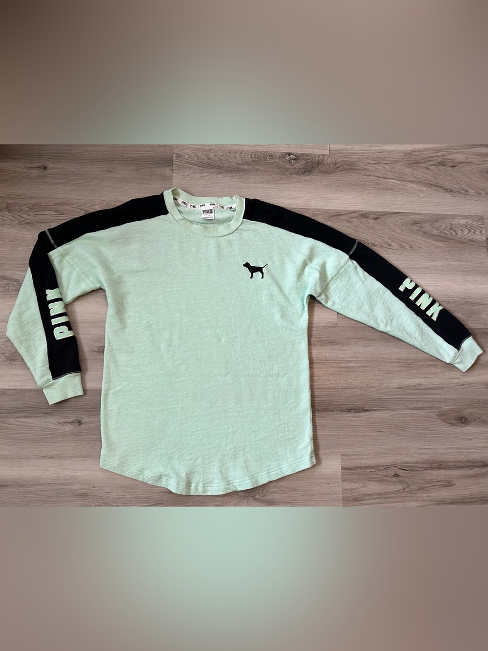 Victoria's Secret PINK Mint Green and Black Long Sleeve Shirt